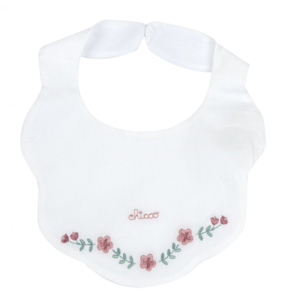 Bavaglino Chicco Neonata Bianco con ricamo 101768