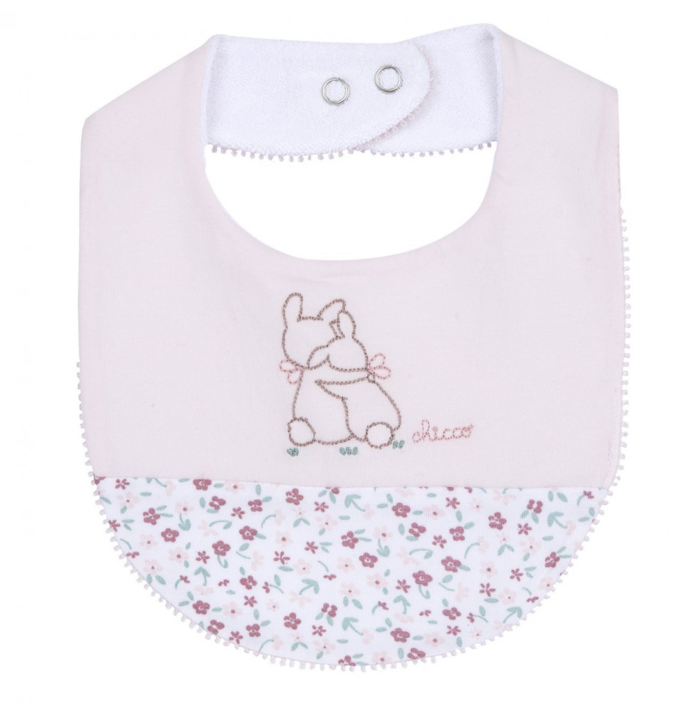 Bavaglino Chicco Neonata Rosa con Ricamo 101769