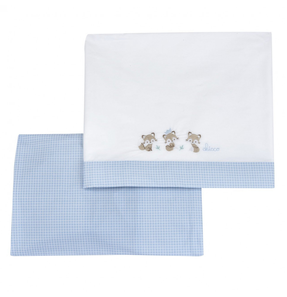 Set Chicco lenzuola carrozzino Bianco e Azzurro 102046