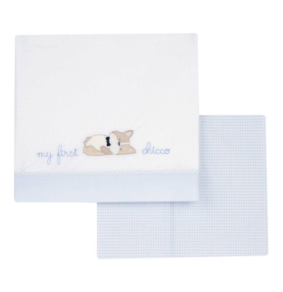 Set Chicco lenzuola Bianco e Celeste neonato 07725