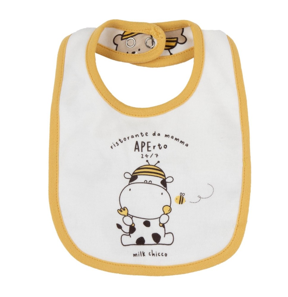 Bavaglia Chicco Bianco in interlock  neonato 32966