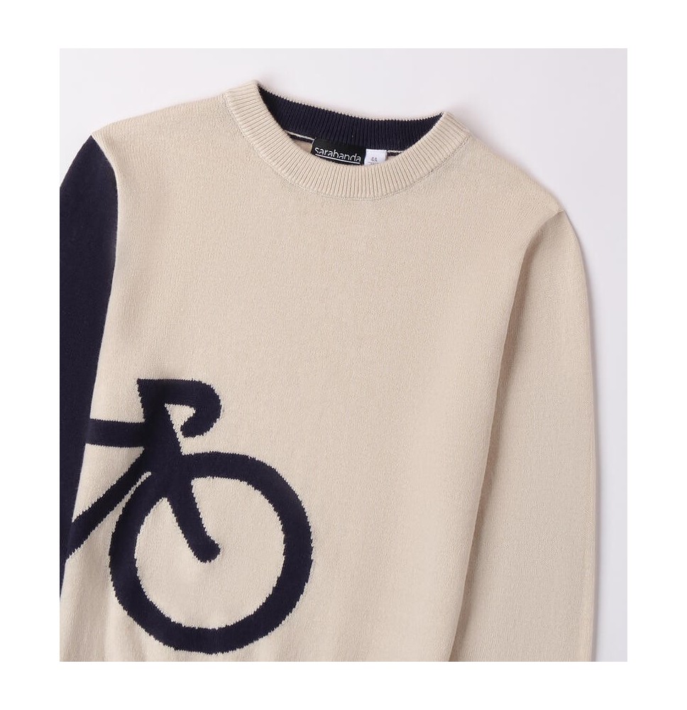 Maglioncino sarabanda Beige bambino con bici A101