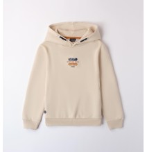 Felpa Sarabanda Beige con cappuccio da ragazzo A519