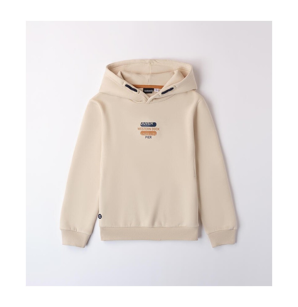 Felpa Sarabanda Beige con cappuccio da ragazzo A519