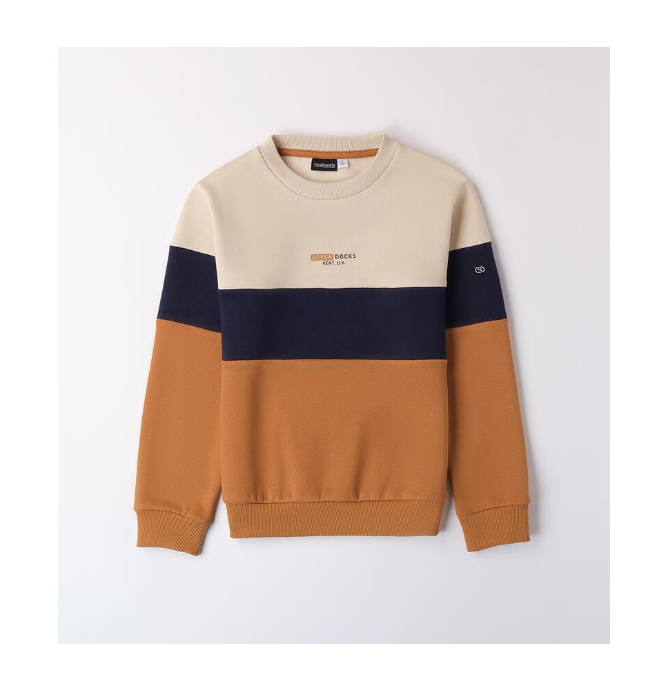 Felpa Sarabanda Beige ragazzo bicolor A520