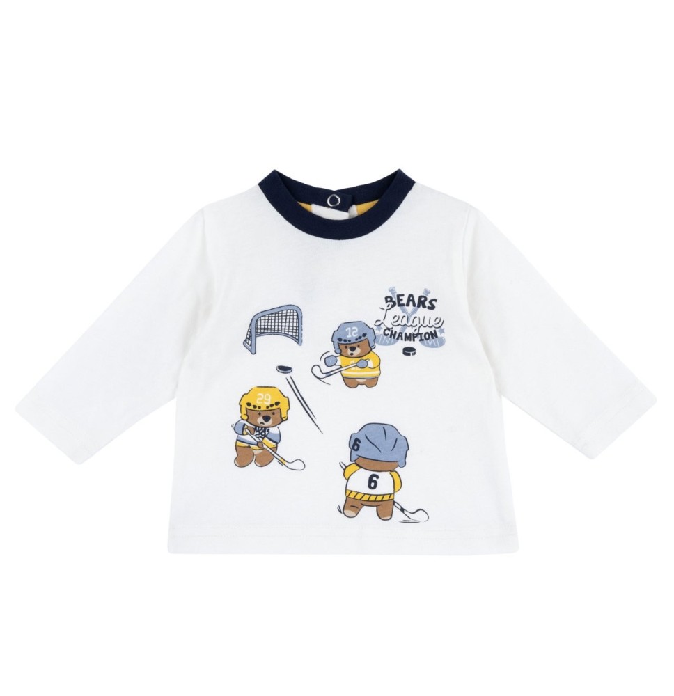 Maglietta Chicco bianca e blu manica lunga 07581