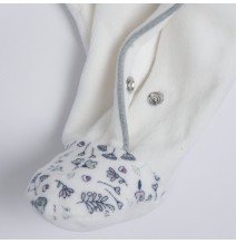 Tutina Chicco Panna e Verde fiorata aperta davanti neonata ciniglia 27195