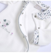 Tutina Chicco Panna e Verde fiorata aperta davanti neonata ciniglia 27195