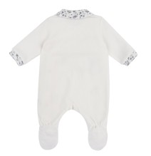 Tutina Chicco Panna e Verde fiorata aperta davanti neonata ciniglia 27195