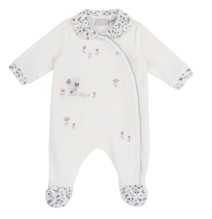 Tutina Chicco Panna e Verde fiorata aperta davanti neonata ciniglia 27195