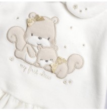 Completo Chicco Bianco maglia e pantaloni con piedini neonata ciniglia 75921