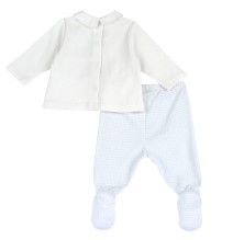 Completo Chicco Azzurro maglia e pantaloni con piedini neonato cotone 75956