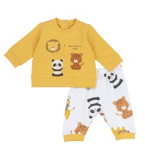 Completo Chicco Giallo maglia e pantaloni con polsino cotone unisex 75972