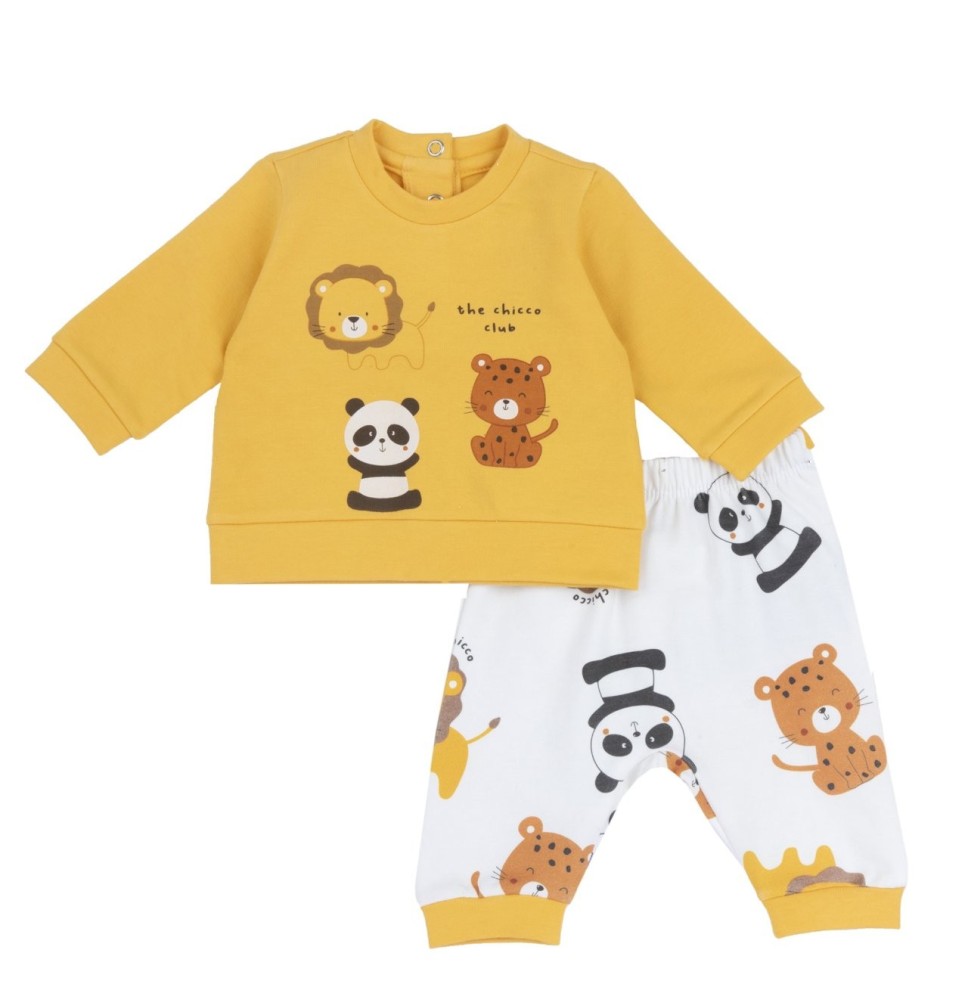 Completo Chicco Giallo maglia e pantaloni con polsino cotone unisex 75972