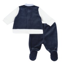 Completo Chicco Blu elegante con gilet e papillon ciniglia neonato 75955