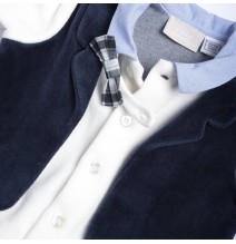 Completo Chicco Blu elegante con gilet e papillon ciniglia neonato 75955