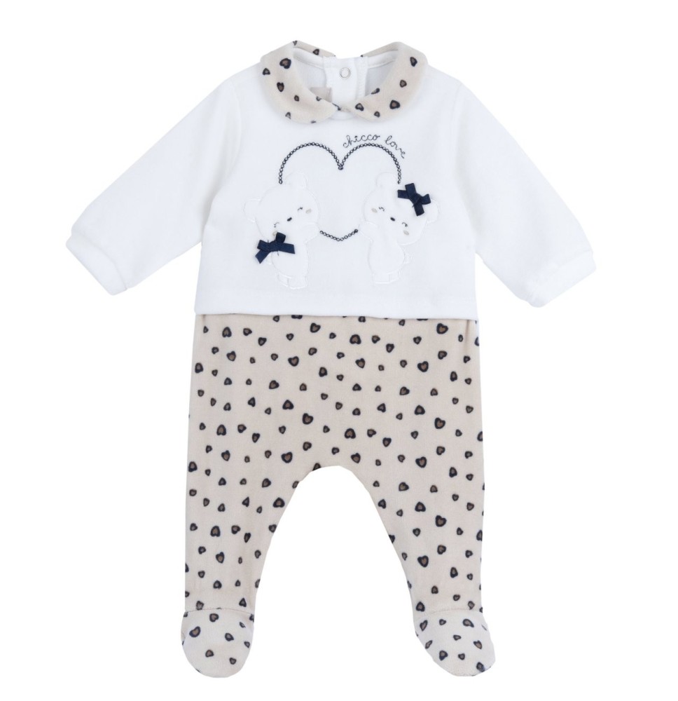 Tutina Chicco Panna aperta dietro neonata ciniglia 07744