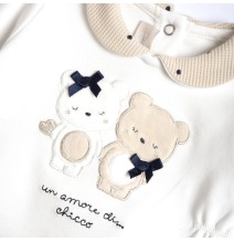 Completo Chicco Panna maglia e pantaloni con piedini cotone neonata 75960
