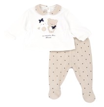 Completo Chicco Panna maglia e pantaloni con piedini cotone neonata 75960