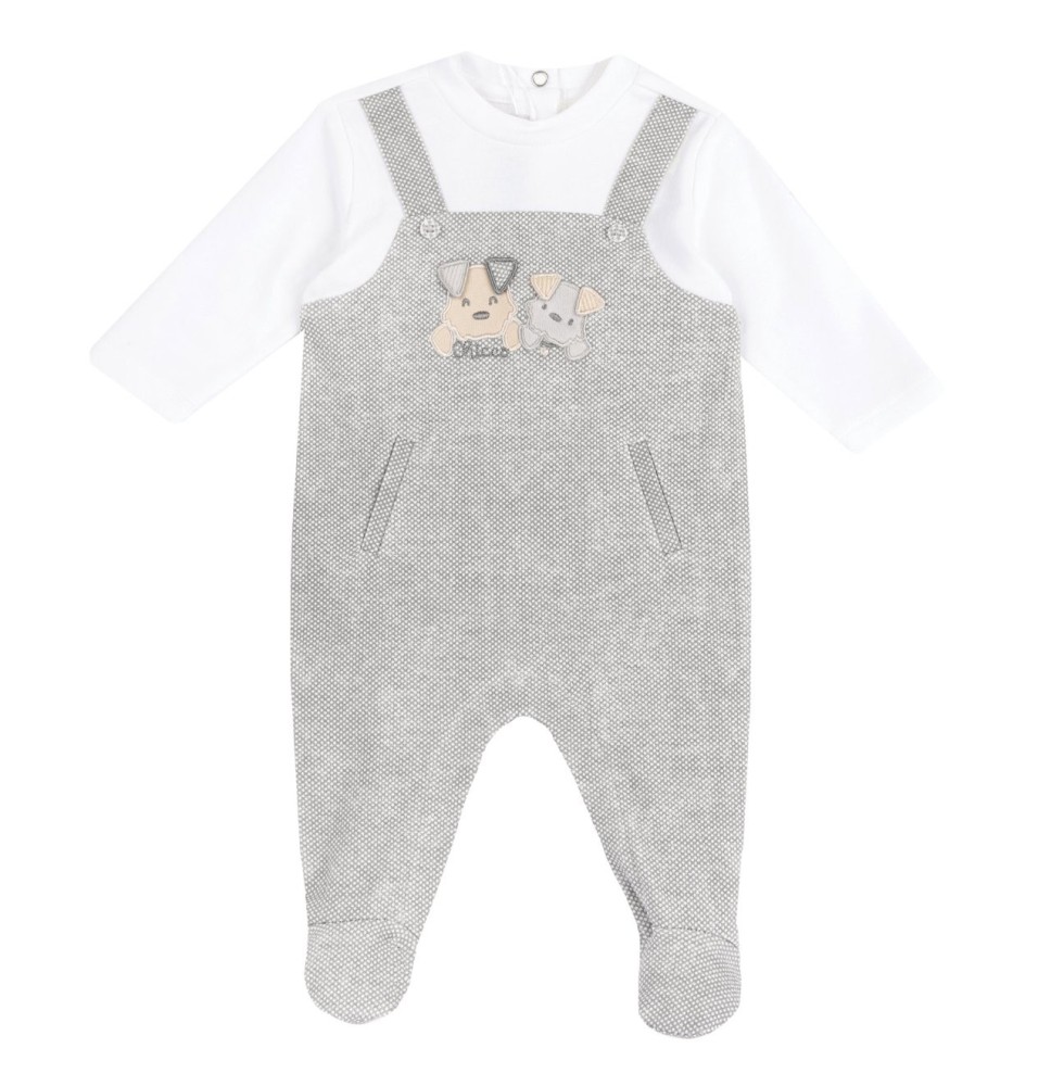 Tutina Chicco Grigia aperta interno gamba neonato cotone 27159