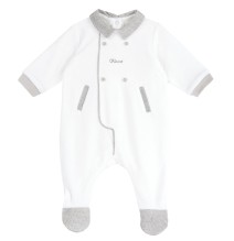 Tutina Chicco Bianca aperta interno gamba neonato ciniglia 27157