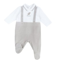 Tutina Chicco Grigia aperta dietro neonato ciniglia 27155