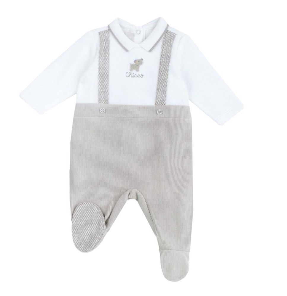 Tutina Chicco Grigia aperta dietro neonato ciniglia 27155