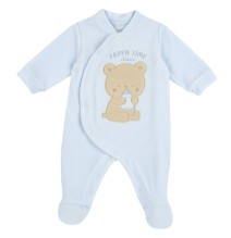 Tutina Chicco Azzurra aperta davanti neonato ciniglia 07861