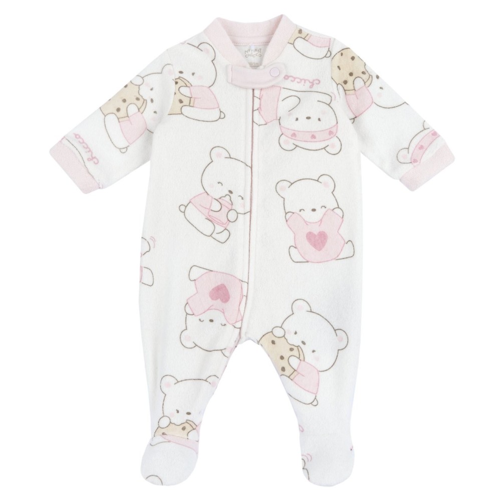 Tutina Chicco Azzurra e Rosa aperta davanti ciniglia neonato 07864