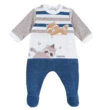 Tutina Chicco Blu aperta dietro neonato ciniglia 07505