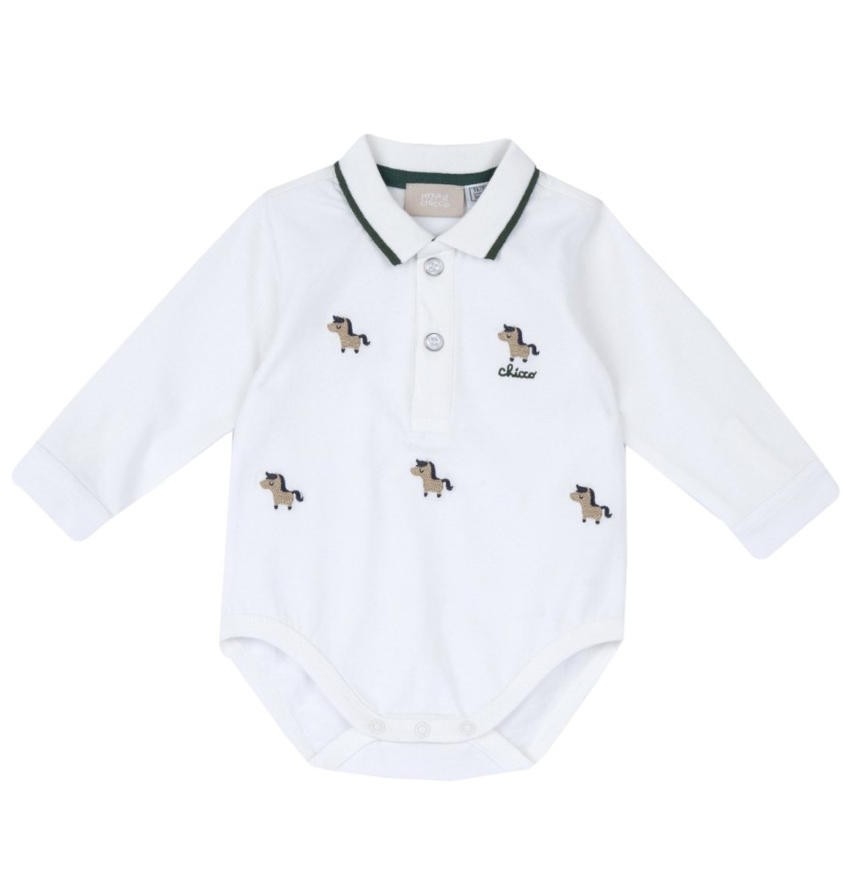 Body polo Chicco bianco esternabile manica lunga 07904