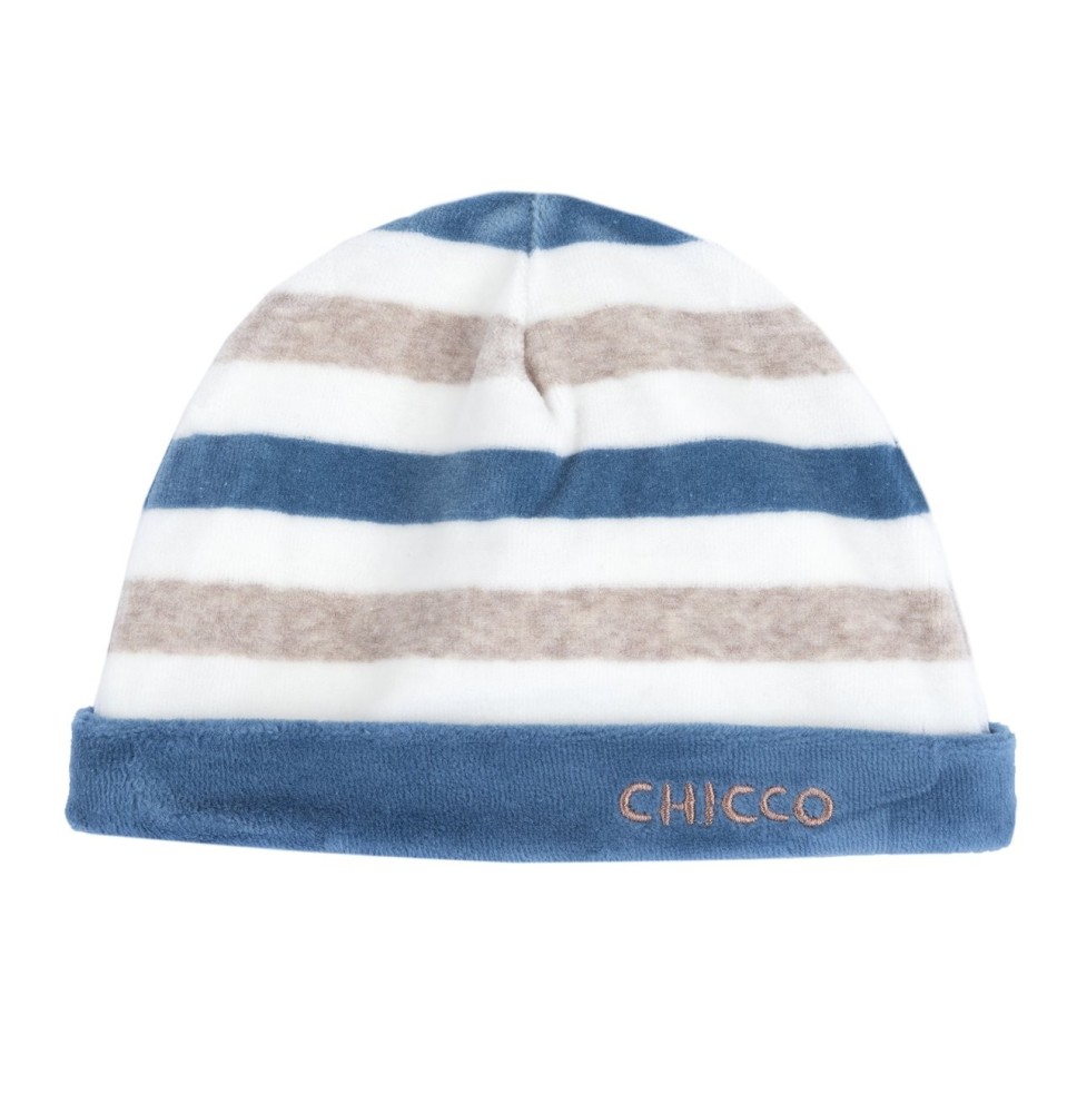 Cappello Chicco Blu con risvolto neonato ciniglia 16479