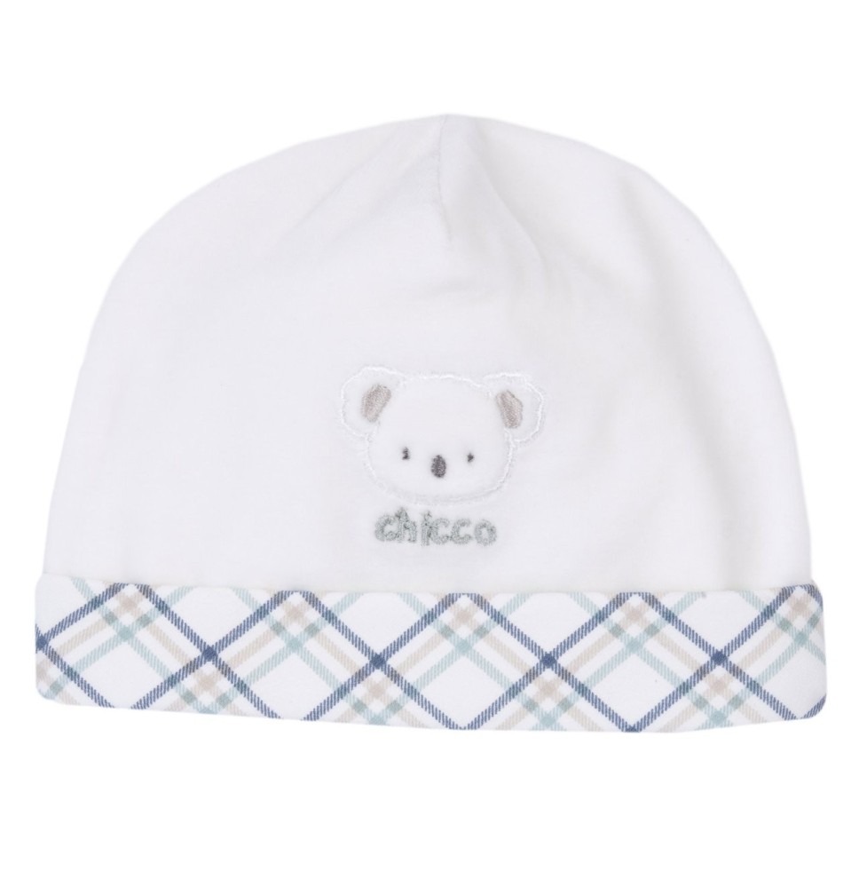 Cappello Chicco Bianco con rivolto fantasia neonato 16490