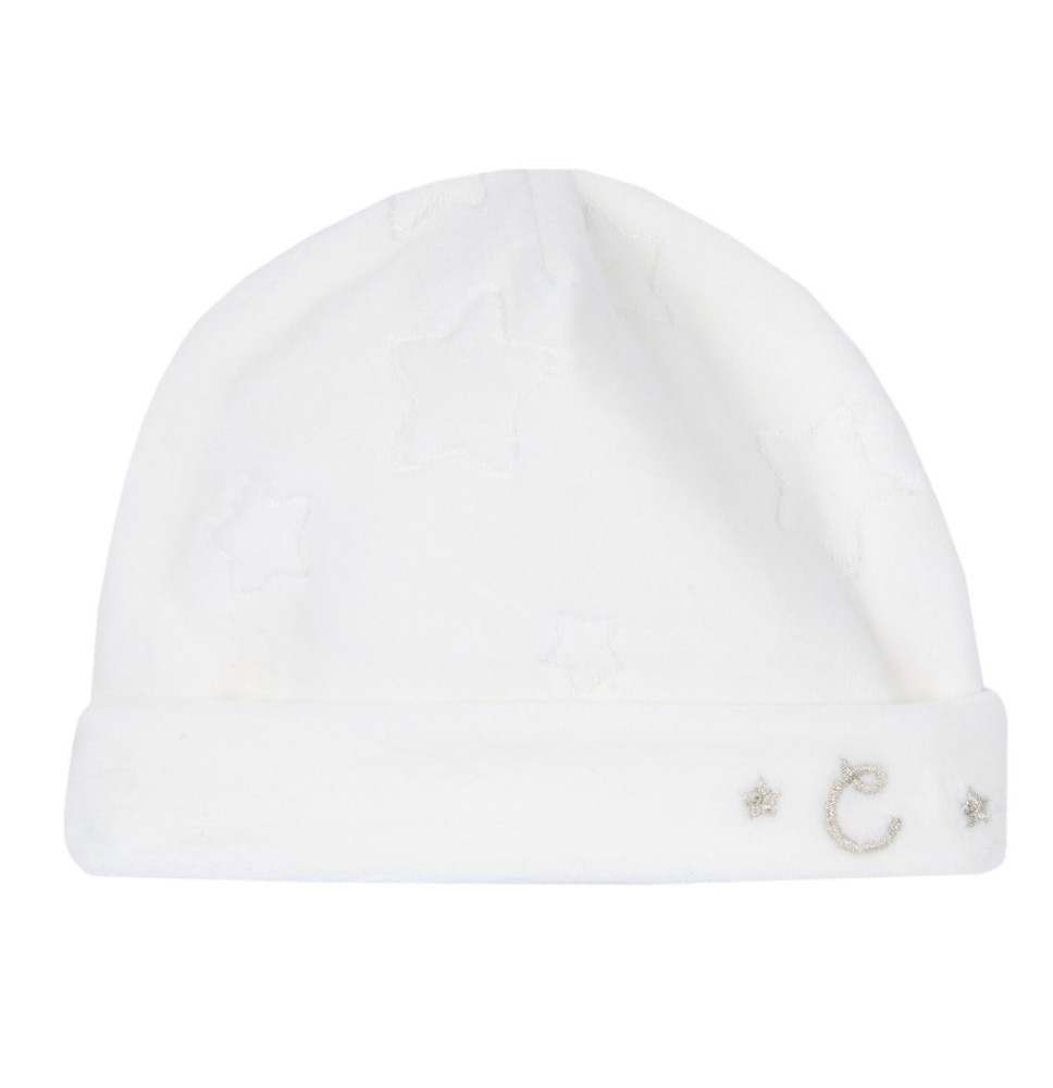 Cappello Chicco Bianco con risvolto neonata ciniglia 16487