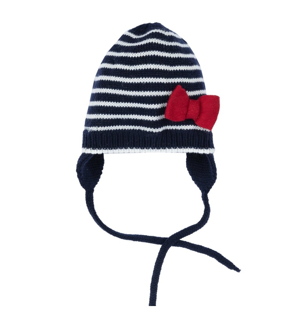 Cappello Chicco Rosso a righe con fiocco Neonata 16470