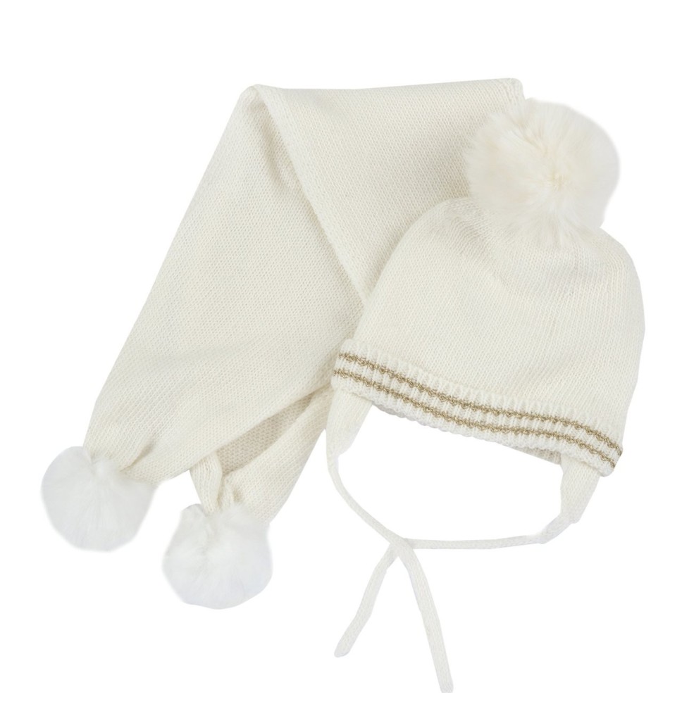Set cappello Chicco con sciarpa Panna e Oro Neonata 09016469000000_030