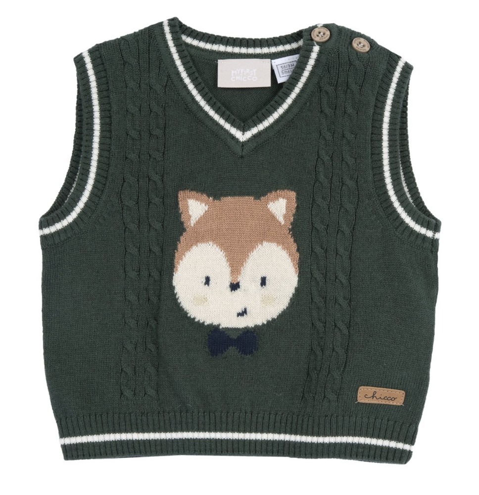 Gilet verde  in maglia Chicco 07903