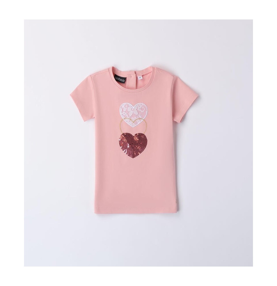 Maglietta Sarabanda Rosa cuori bambina 14908222G1 Maglietta Sarabanda Rosa cuori bambina 14908222G1