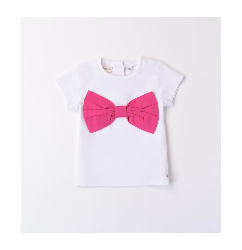 Maglietta Sarabanda Bianca bambina con fiocco  1490830100
