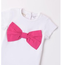 Maglietta Sarabanda Bianca bambina con fiocco  1490830100