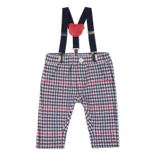 Pantaloni Chicco bianco e rosso lunghi con bretelle  24699