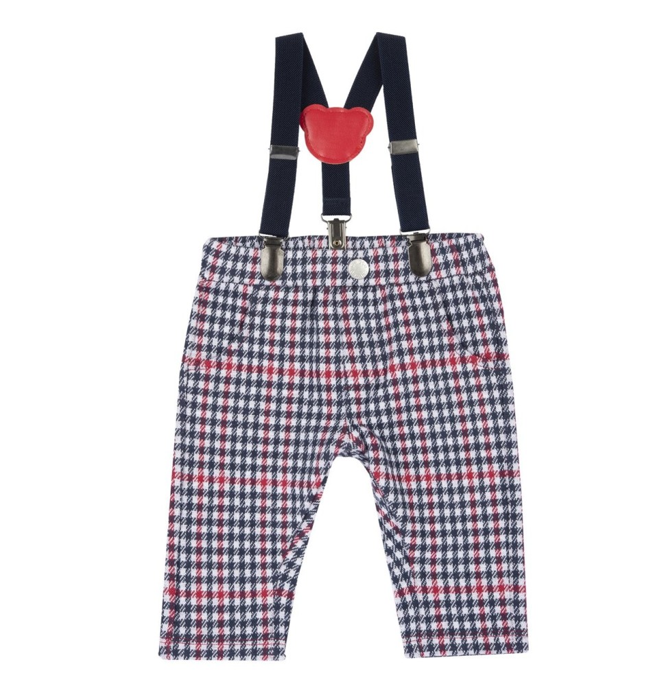 Pantaloni Chicco bianco e rosso lunghi con bretelle  24699