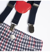 Pantaloni Chicco bianco e rosso lunghi con bretelle  24699