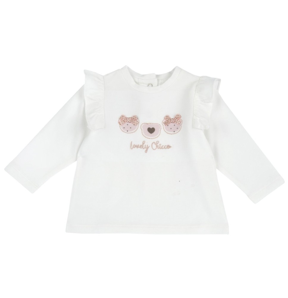 Maglietta Chicco bianca con stampa e ricamo 07921