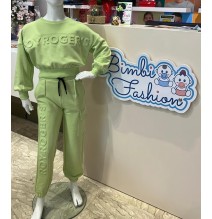 Pantalone Roy  Roger'S in felpa verde bimba B182