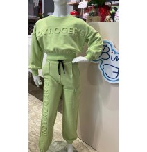 Pantalone Roy  Roger'S in felpa verde bimba B182