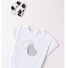 Maglietta  Sarabanda per bambina bianca con cuori 8307