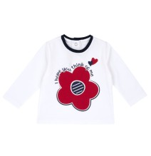Maglietta Chicco bianca e rossa con fiore 07330
