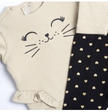 Completo Chicco beige e nero felpa con leggings 09075948000000_099