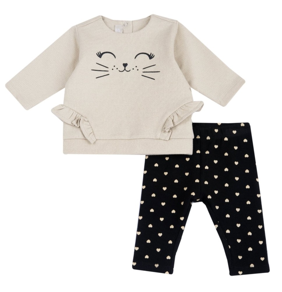 Completo Chicco beige e nero felpa con leggings 75948